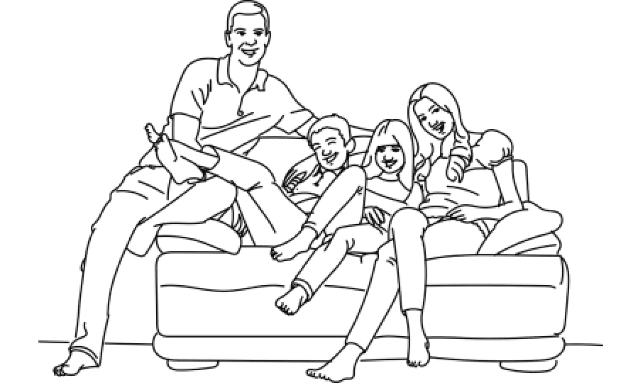 アイコン：手書きで描かれた4人家族