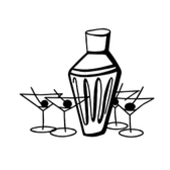 アイコン：モノクロで表現されたお酒とシェーカー